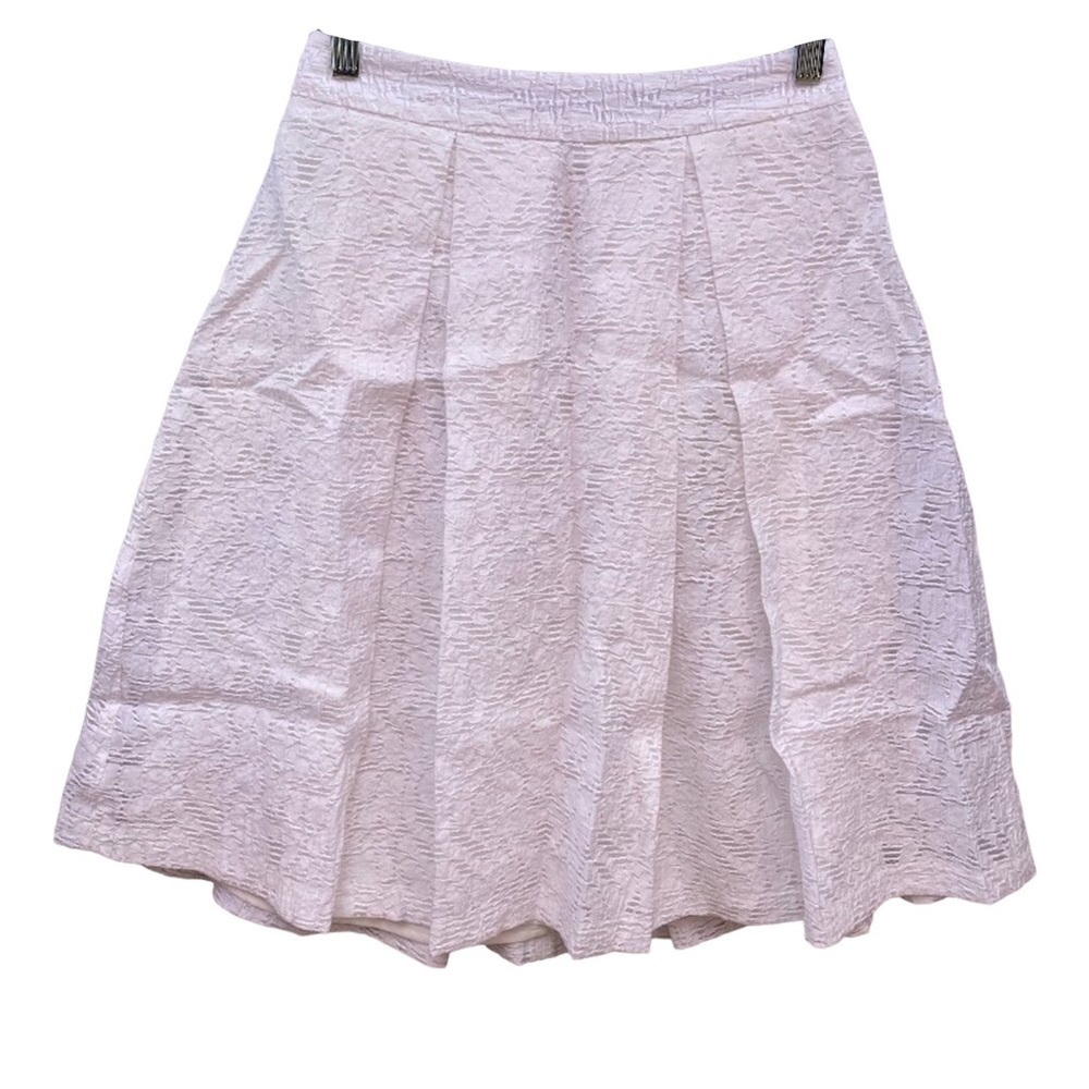 Vince Camuto White Lace Pleated Midi Skirt Sz 4